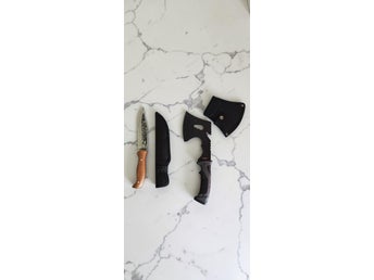Set 2 st Verktyg BSH Taktisk Yxa Jaktkniv Vargmotiv 24 cm