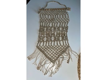 Makrame väggbonad, boho bohem lantlig retro stil. 40x20cm