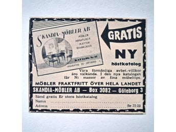 Annons Skandia-Möbler AB Höstkatalog År 1955 Göteborg