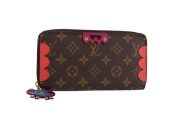 LOUIS VUITTON Monogram Totem Zippy Plånbok Lila Röd blå M61364 LV Autentisk 154173