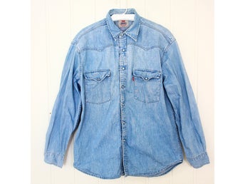 Vintage Levi's jeansskjorta 90-tal western denimskjorta strl L
