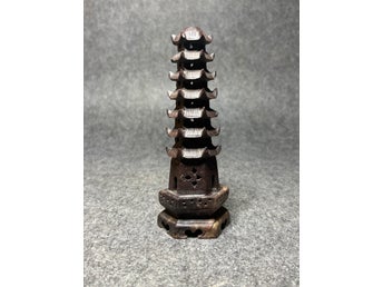 Vintage Asian Soapstone Pagoda Miniature Temple Tower Carved Stone