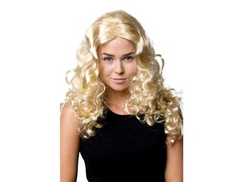Blond Peruk med långt lockigt hår Maskerad Halloween O/S Ny
