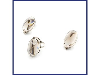 Smyckesset, 925 silver, örhängen och ring, brunaktiga stenar