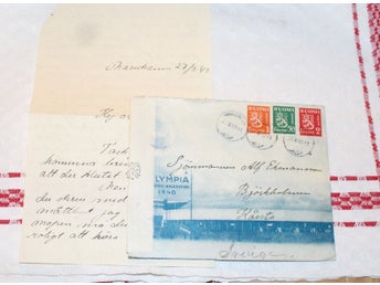 BREV MED KUVERT FRÅN OS HELSINGFORS 1940