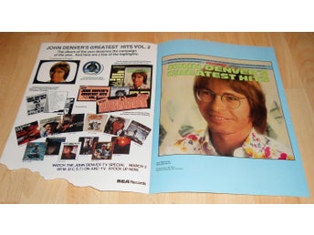 JOHN DENVER - GREATEST HITS VOL 2, RCA TIDNINGSANNONS 4 SIDOR PROMO 1977