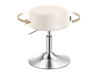 Justerbar sminkpall, sminkfåtölj, 360° vridbar, krämvit LJB120W01