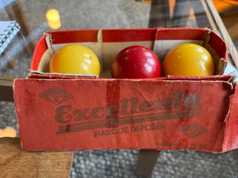 Vintage Belgiska Carambole klot i originalförpackning