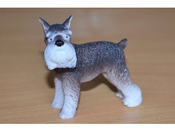 Terrier Vit/Grå Hund 7cm Lek/Prydnad/Present Ny