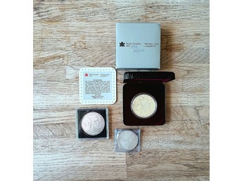 Samling om 3 Mynt i Sterling Silver Från Kanada och Sverige 68,74-GRAM.