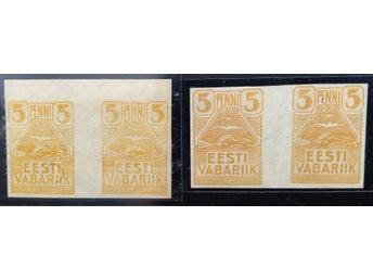 Estland 1919 Måsränna Par 2 olika färger Zwischesteg MNH**