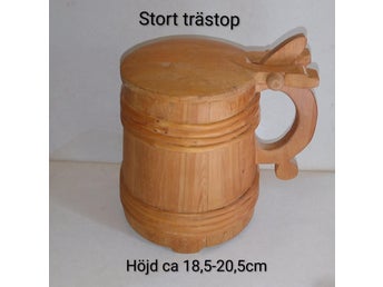 Stort trästop med lock - Höjd 18,5-20,5cm - Ø 12cm - Vintage