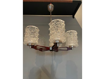 Taklampa i trä och glas 1960-70 tal