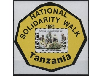 Tanzania 1991 Nationella solidaritetsmarschen 1v i block.