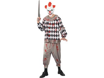Läskig Clown Maskeraddräkt Maskerad Halloween O/S Ny