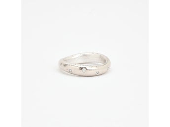 Ole Lynggaard Love 3 band med diamant (0.05 ct) i 18K vitt guld strl. 16.9 / str