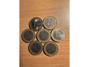 7 stycken X 1 euro olika mynt, kolla noga alla, kan vara värda mycket!