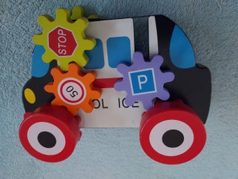 Leksak Barn Baby POLICE bil Trä Längd 17 cm Höjd 13 cm
