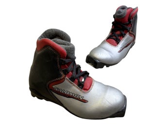 Salomon Snowmonster Längdpjäxor Barn Storlek 35 Silver Röd SNS Profil Skidpjäxor