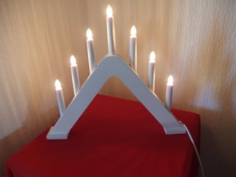 7-armad ljusstake trä vit adventsljusstake Star Trading 241-74