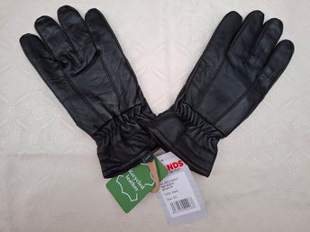 4HANDS Sari Nya fodrade svarta läderhandskar, storlek 8.5
