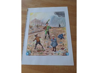 April vår plansch Elsa Beskow blad tavla