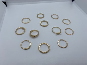 12-Pack Vintage Ringar - Zinc Alloy - Olika Former & Mönster