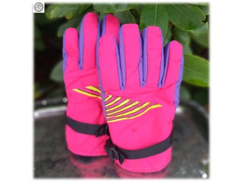 Häftiga rosa handskar vattenfrånstötande i häftiga färger size 6 mudd