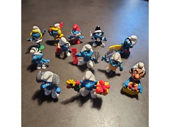 Smurfar figurer, 12 stycken, blandade modeller