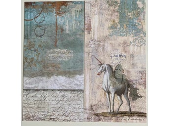 Papper Wonderland. Shabby Chic Enhörning Turkos och