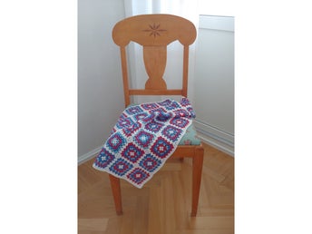 Dockfilt / babyfilt, ca 46 x 64 cm, mormorsrutor, bomull
