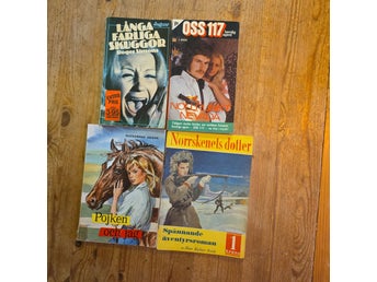 4 st Retro POCKET / BÖCKER – Vintage Äventyr & Agent (OSS 117, Jaguar m.fl.)