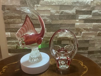 Murano glas fisk + konfektskål – Italien