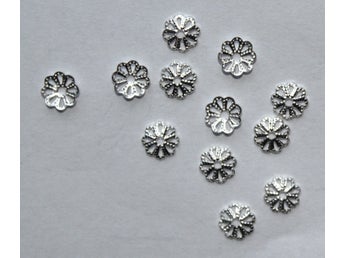 12 st. Pärlhattar pärlkåpor diameter 6 mm SP (Silverplätterade)
